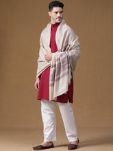 Beige Wool Blend Gents Lohi with Kullu Weave Borders