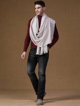 Contemporary Wool-Blend all over Checkered Weave Pastel Ivory Muffler