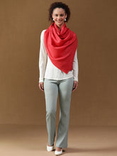 Coral Red Diamond Weave Wool Blend Casual Scarf For Woman