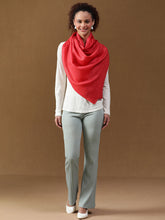 Coral Red Diamond Weave Wool Blend Casual Scarf For Woman