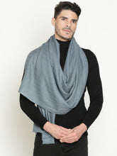 The Classic Weave – Pure Cashmere Herringbone Stole in Steel Grey