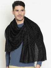 Contemporary Wool-Blend all over Checkered Weave Ink Black Scarf