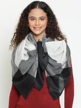Premium Pure Wool Black Herringbone Stole– Unisex Office & Formal Wear