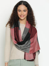Luxury Big-Check Vibrant Red Wool-Cashmere Stole