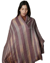 Shimmer Wool Blend Stole Bold Striped Pattern