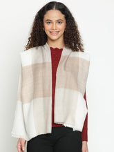 Classic Natural Beige & Toosh Checked Wool-Cashmere Stole
