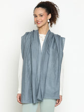 Classic Weave Pure Cashmere Steel Grey Herringbone Stole