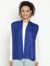 Blue Diamond Weave Wool Blend Casual Scarf For Woman