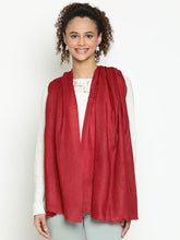 Red Maroon Diamond Weave Wool Blend Casual Scarf For Woman