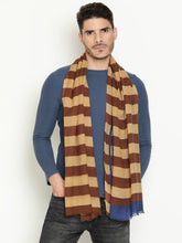 Modern Men’s Striped Scarf – Caramel & Sand Mix
