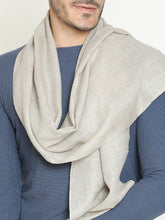 Reversible Wool Blend Muffler for Men in Beige Ivory
