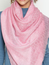 Pure Cashmere Light Pink Hand-Jacquard Stole – all over Weave Design