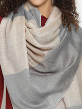 Natural Blue & Toosh Wool-Cashmere Checks Stole For Women