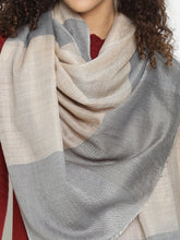 Natural Blue & Toosh Wool-Cashmere Checks Stole For Women