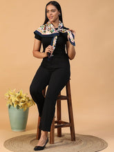 Pure Cotton Nordic Floral Saga Scarf in Pearl White