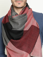 Luxury Big-Check Wool-Cashmere Unisex Scarf in Vibrant Primary Red Color
