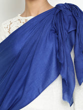 Royal Blue Diamond Weave Wool Blend Casual Scarf For Woman