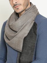 Reversible Wool Blend Muffler for Men in Grey Black