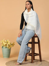 Cotton Linen Scarf with Gold Zari Border Lightweight, Soft & Elegant