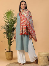 Embroidered Wool Shawl with Chinar Leaf Motifs