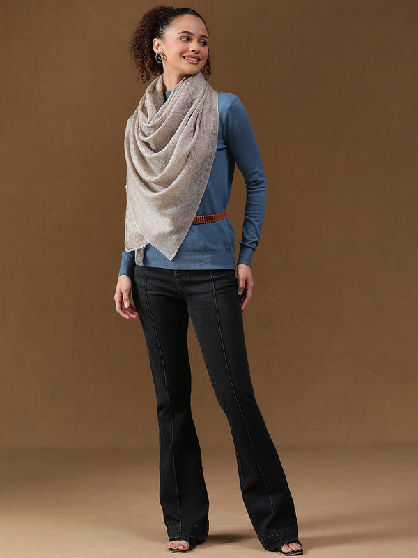 Paisley Beige wool Scarf
