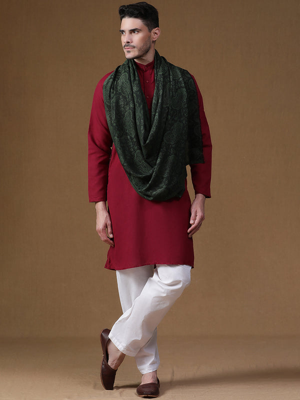 Paisley Olive Wool Lohi Shawls