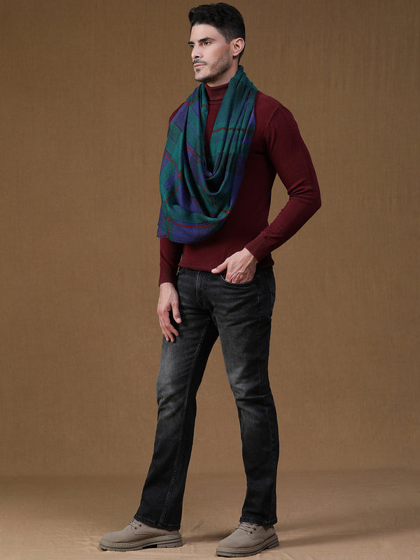 Navy Green Checks wool muffler