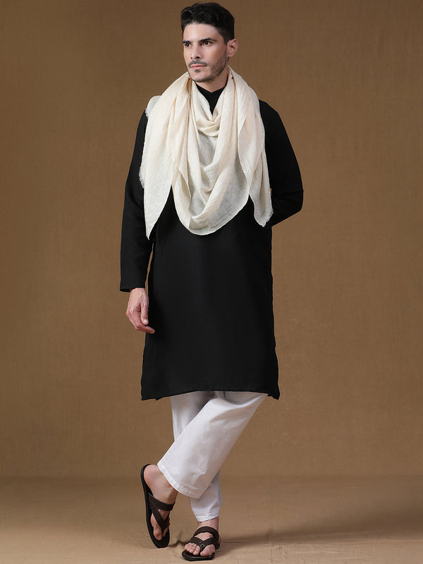 Ivory cashmere stole for men