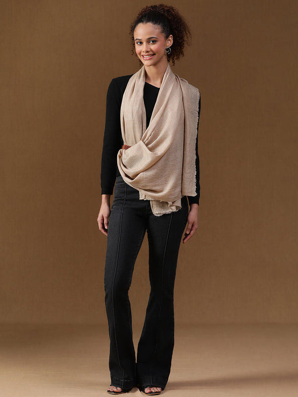 Beige Diamond Weave Wool Scarf