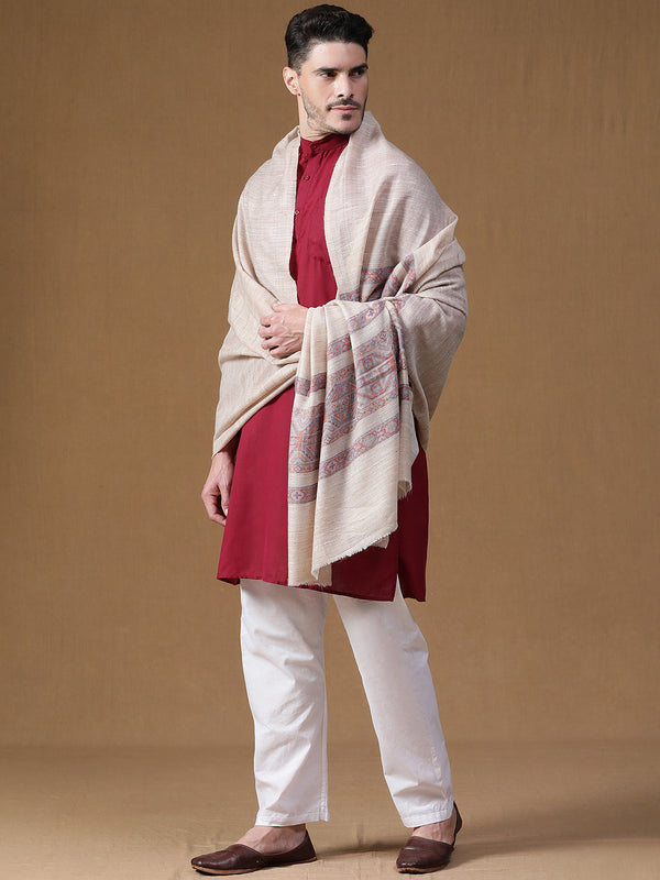 Beige Kullu Weave Borders wool Lohi