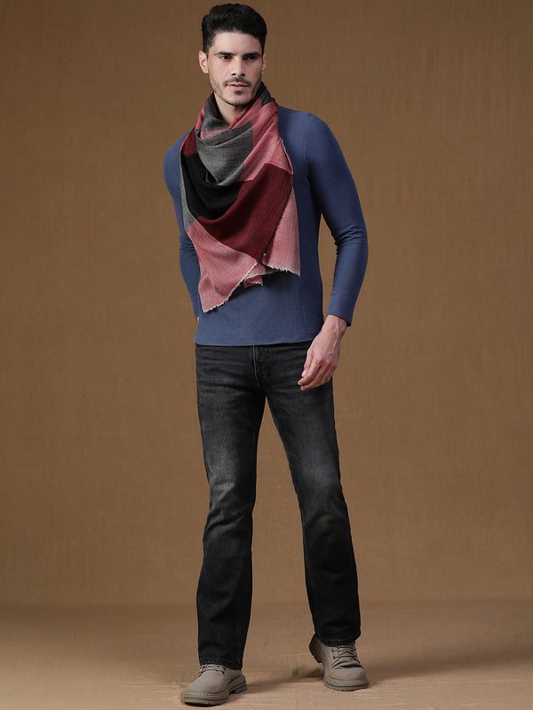 Red Big-Check wool stole