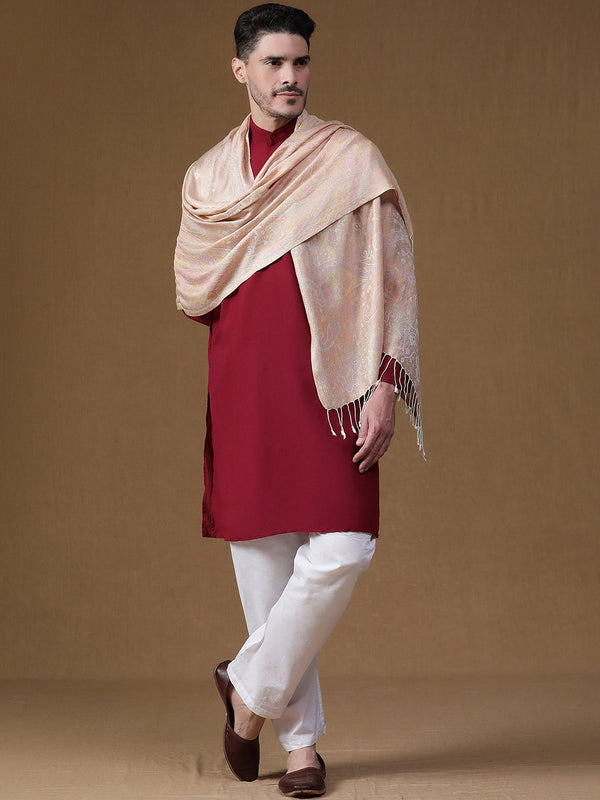 Paisley light yellow wool stole