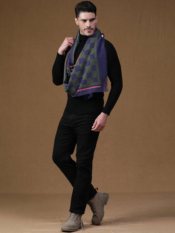 Green Navy Checks wool muffler