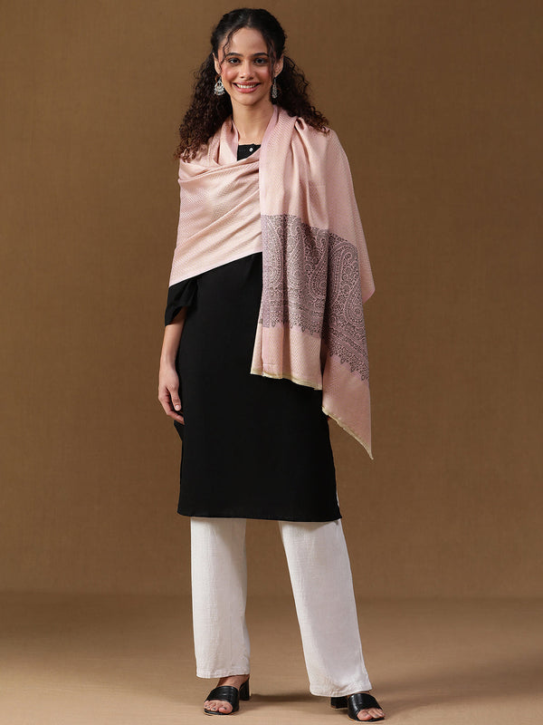 Pink Herringbone Weave Wool Stole