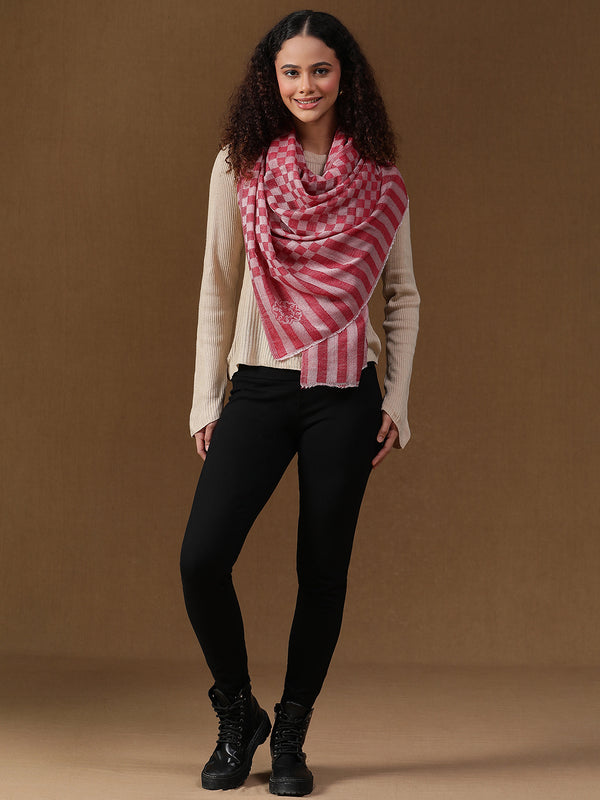 red Checkered Weave wool Stole