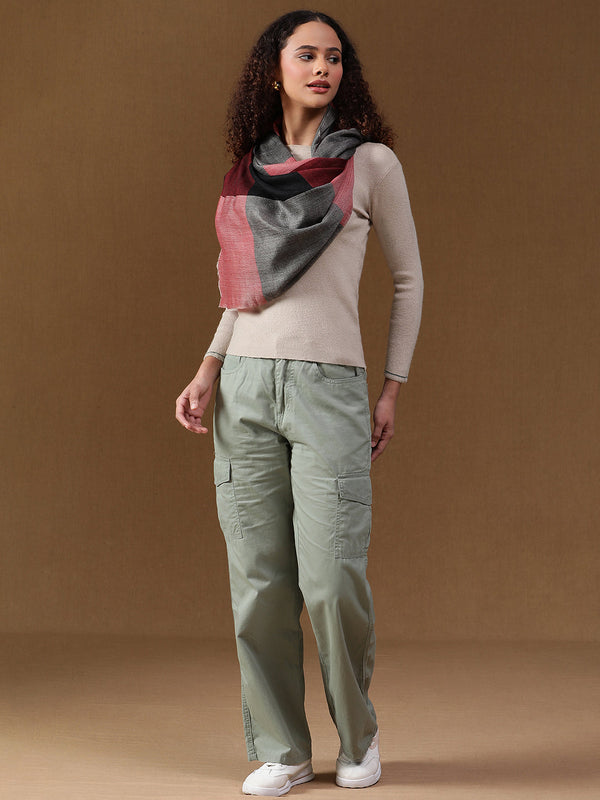 Big-Check Red Wool Stole