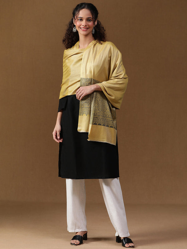 Yellow Herringbone Weave Wool Stole