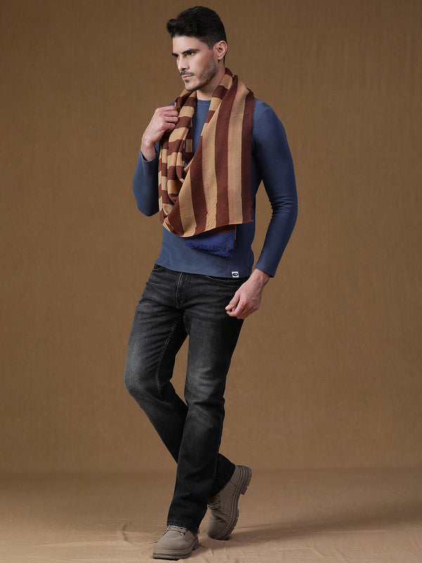 Caramel & Sand Striped wool stole
