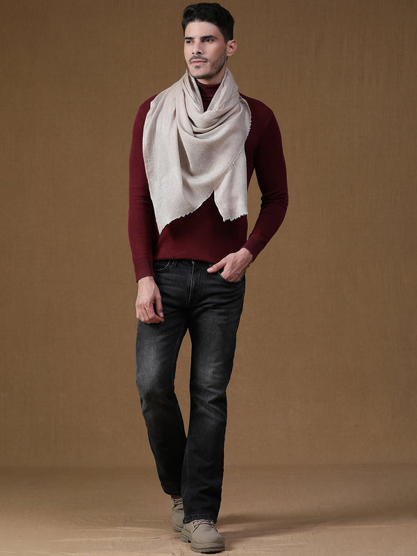 Beige wool muffler for men