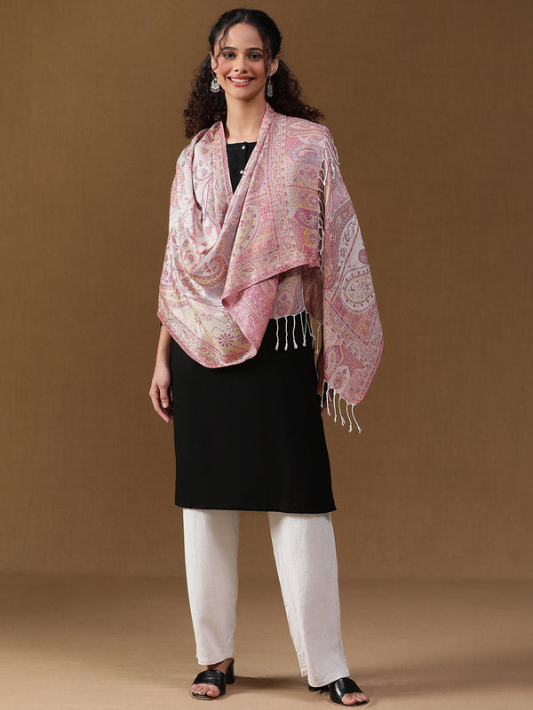 Printed Light Purple Wool Scarf