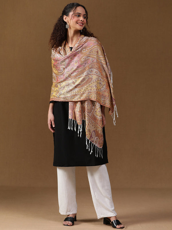 Brown Printed Wool Scarf