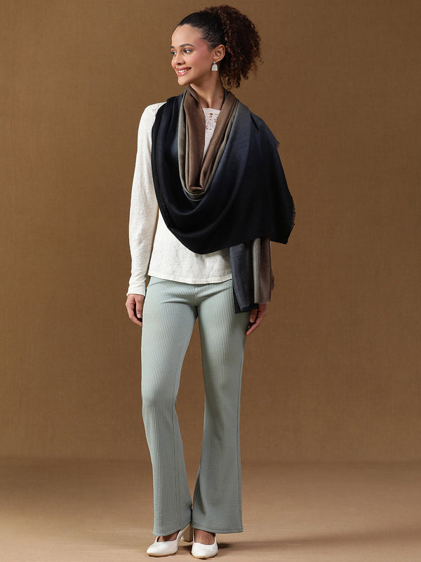 Grey Black Ombre Cashmere Stole