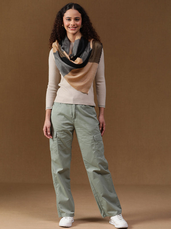 Big-Check  Mustard Wool Stole