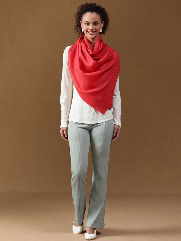Red Diamond Weave Wool  Scarf