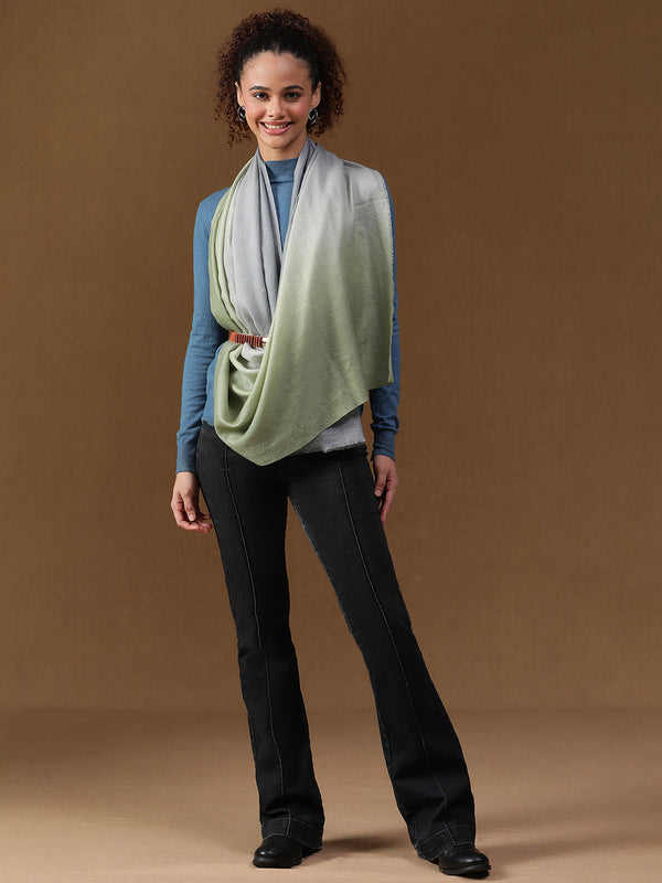 Pastel Green Ombre Cashmere Stole