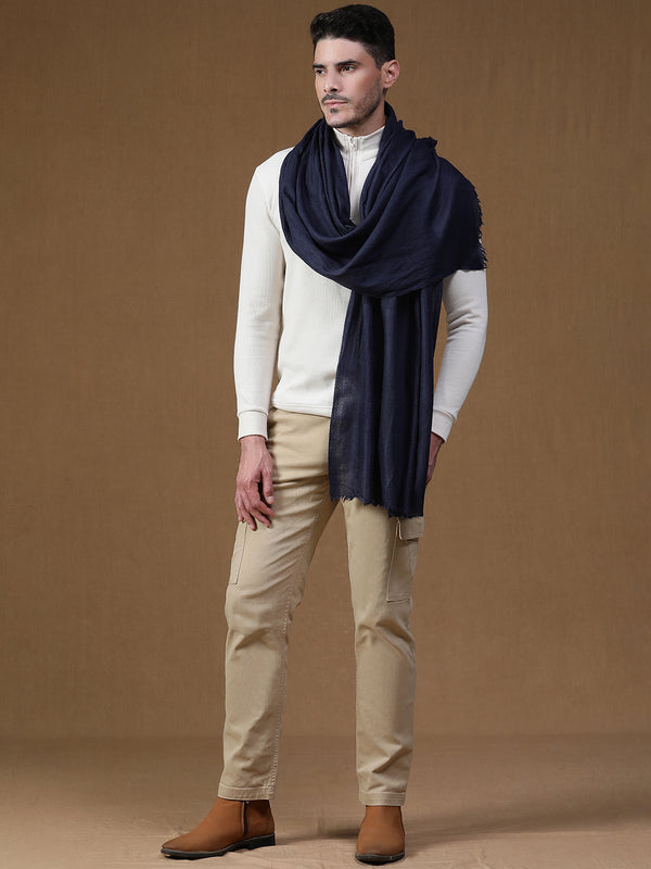 Navy wool muffler for men