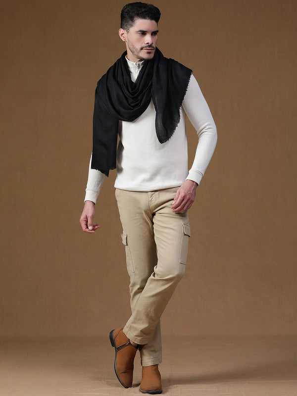 Black wool muffler for men