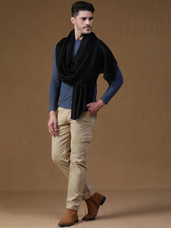 Black Checkered Weave wool muffler