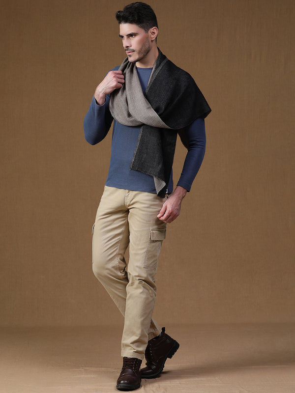 Reversible Grey Black wool muffler