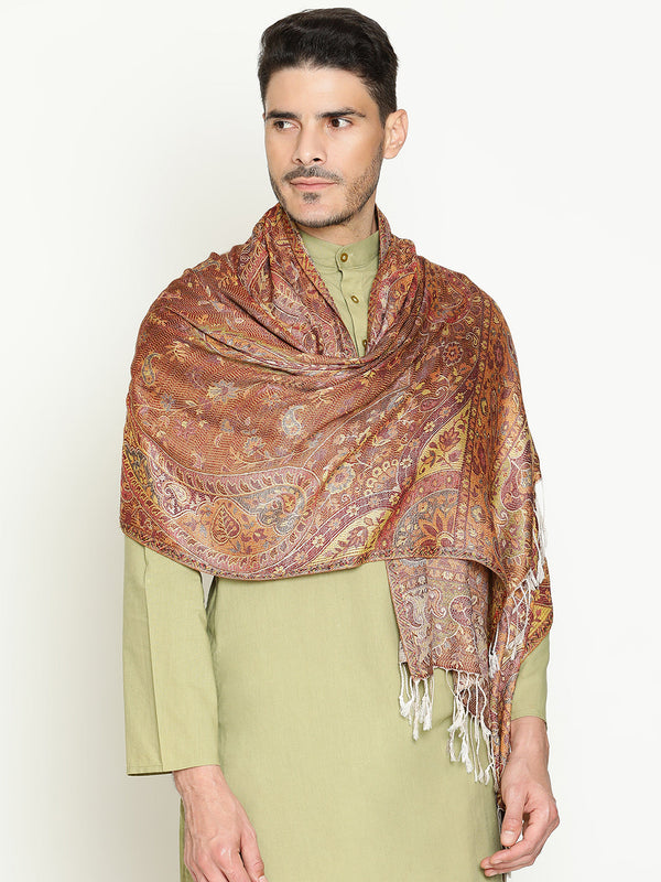 Paisley Brown Beige Wool Stole